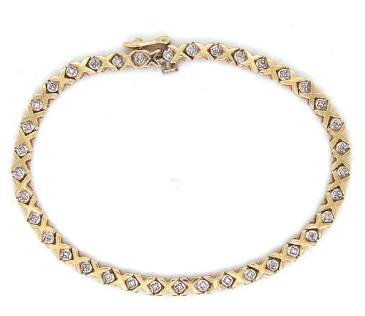 10kt Yellow gold diamond X link bracelet