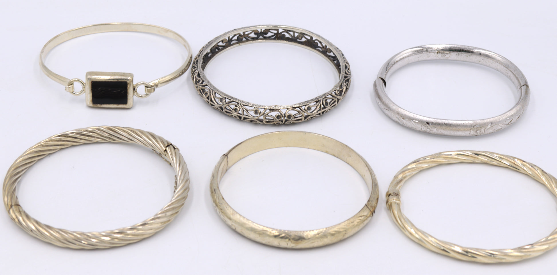 Group lot of vintage 925 sterling silver bangles