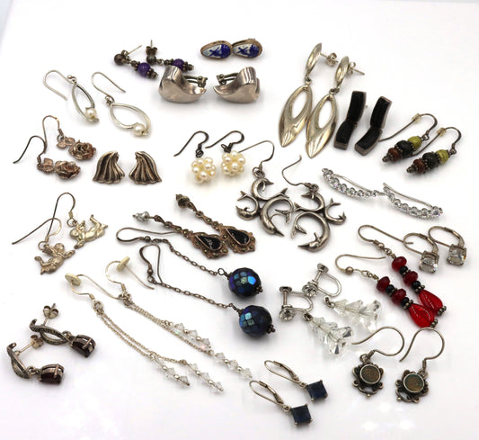 Group lot of Vintage 925 sterling silver earrings