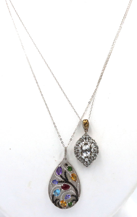 Lot of 2 necklaces in 925 sterling silver