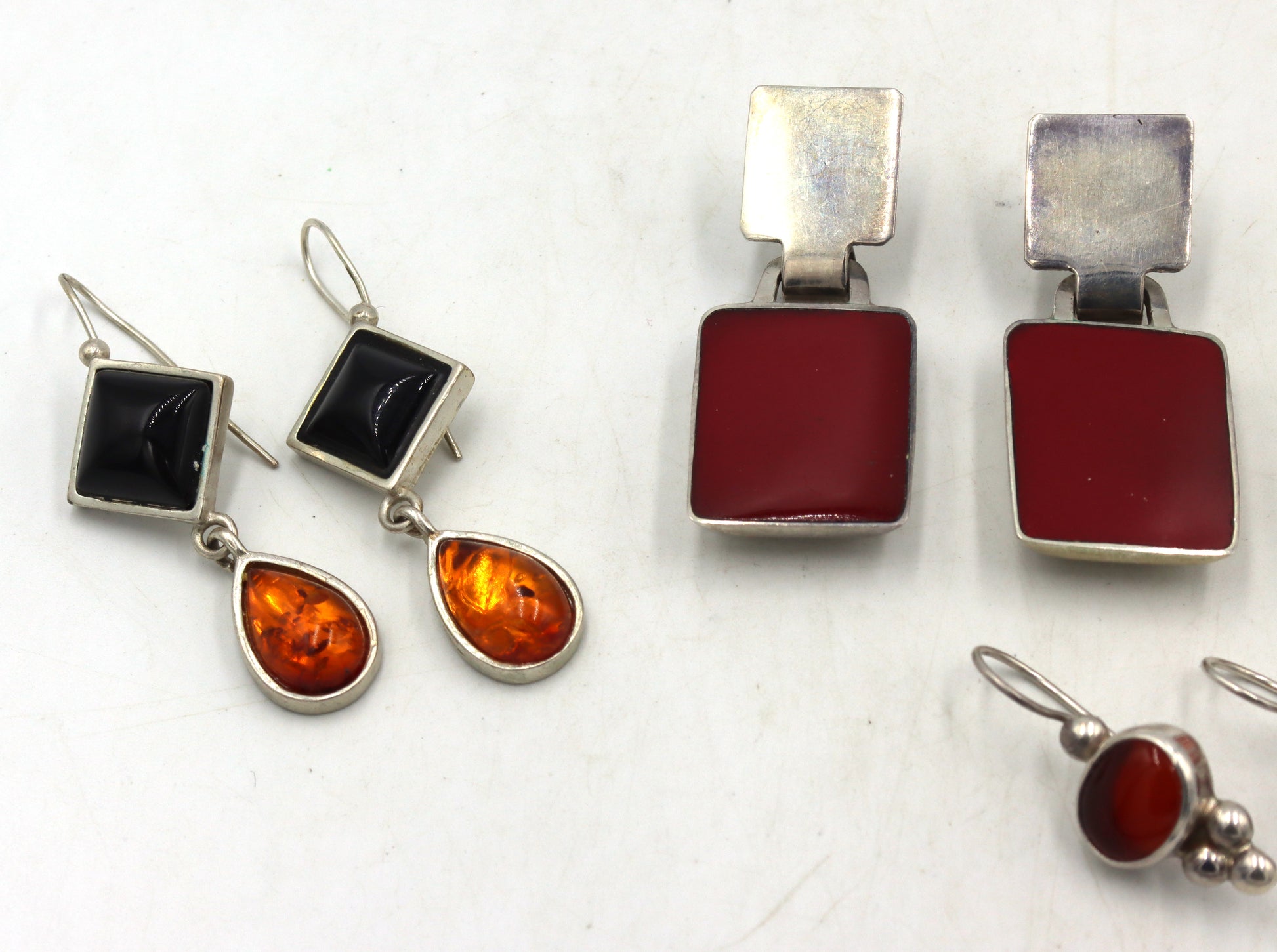 4 Pairs of 925 sterling silver gemstone earrings