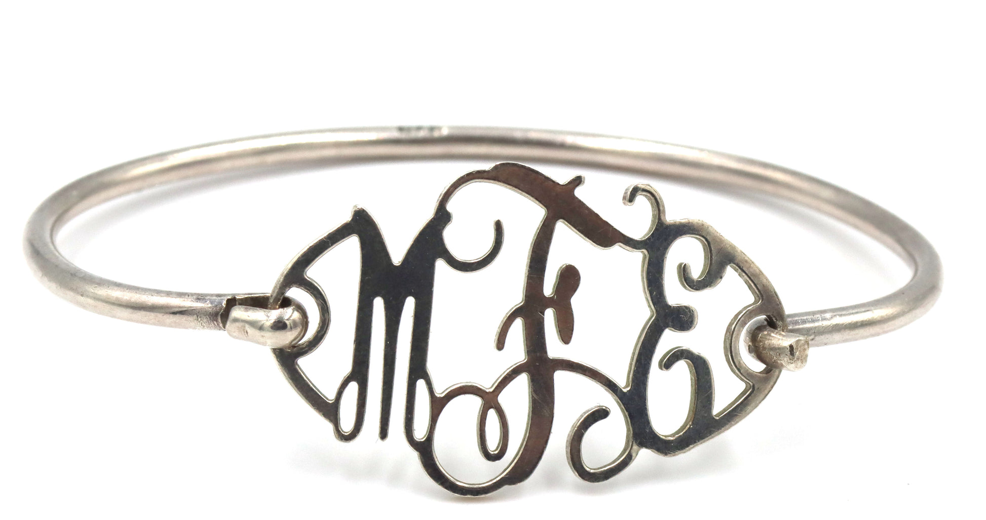 Set of 925 sterling silver Initial cuff bangle and necklace