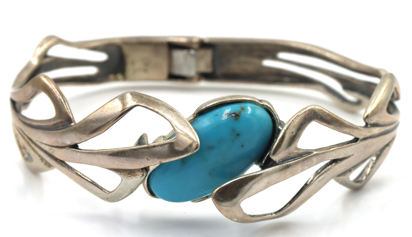 Vintage 925 sterling silver turquoise bangle