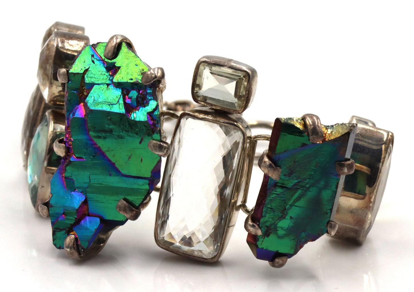 Vintage 925 sterling silver multi color crystal bracelet