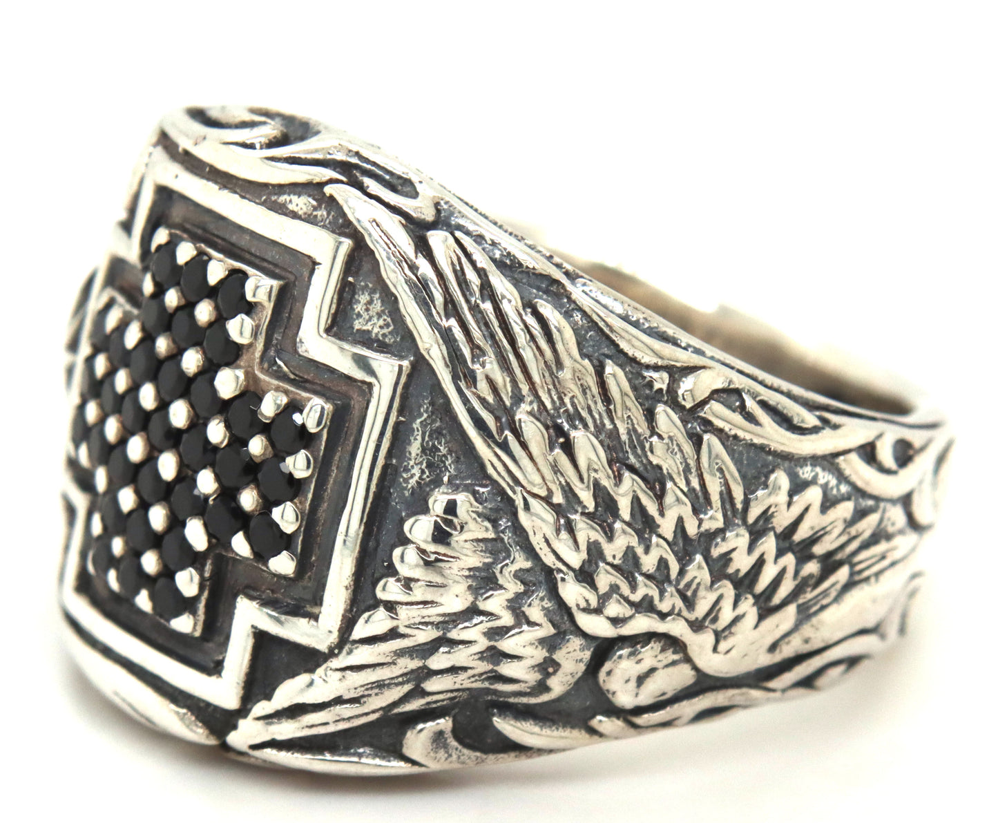 Soul Fetish black sapphire cross ring
