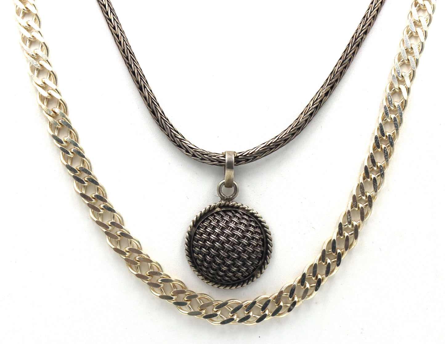 Group lot of 2 vintage 925 sterling silver necklaces