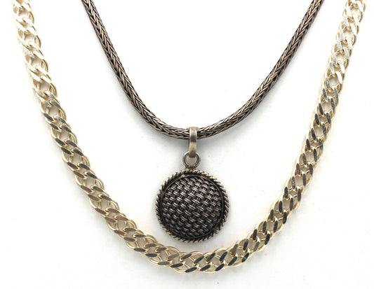 Group lot of 2 vintage 925 sterling silver necklaces