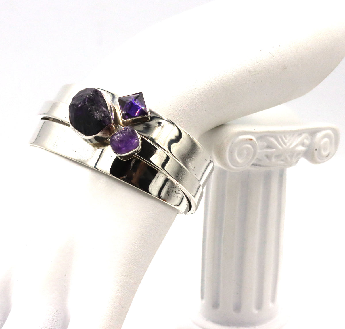 925 Sterling silver Lilly Barrack amethyst bangle bracelet