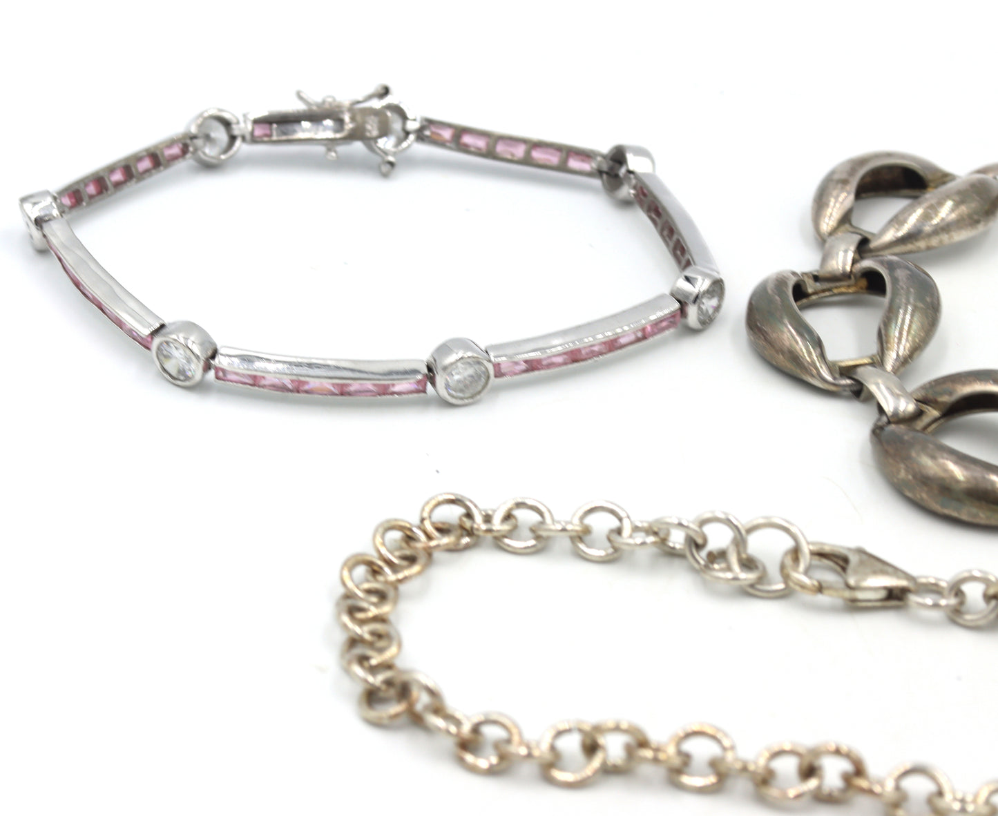 Group lot of 3 Vintage 925 sterling silver bracelets