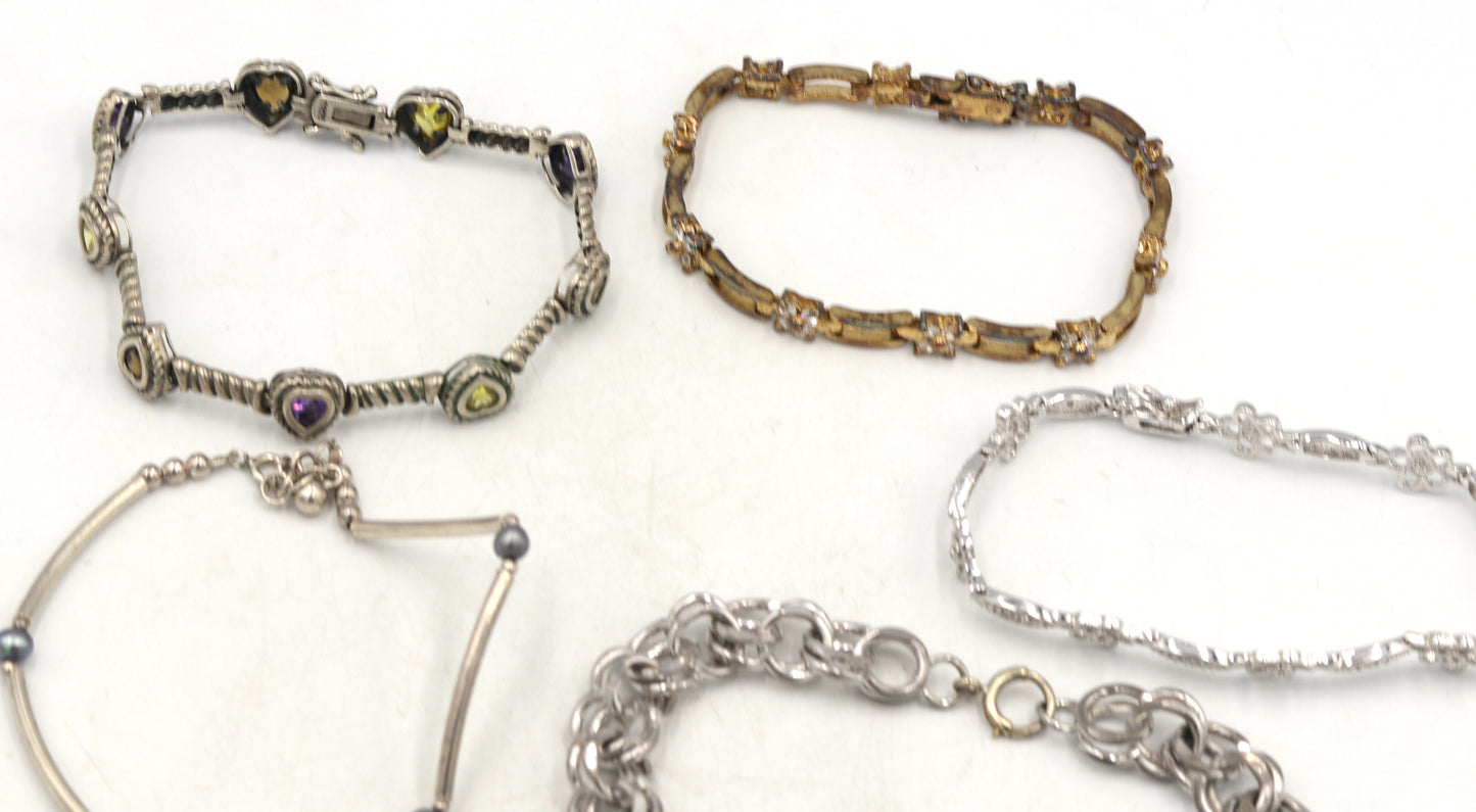 Group lot of 7 Vintage 925 sterling silver bracelets