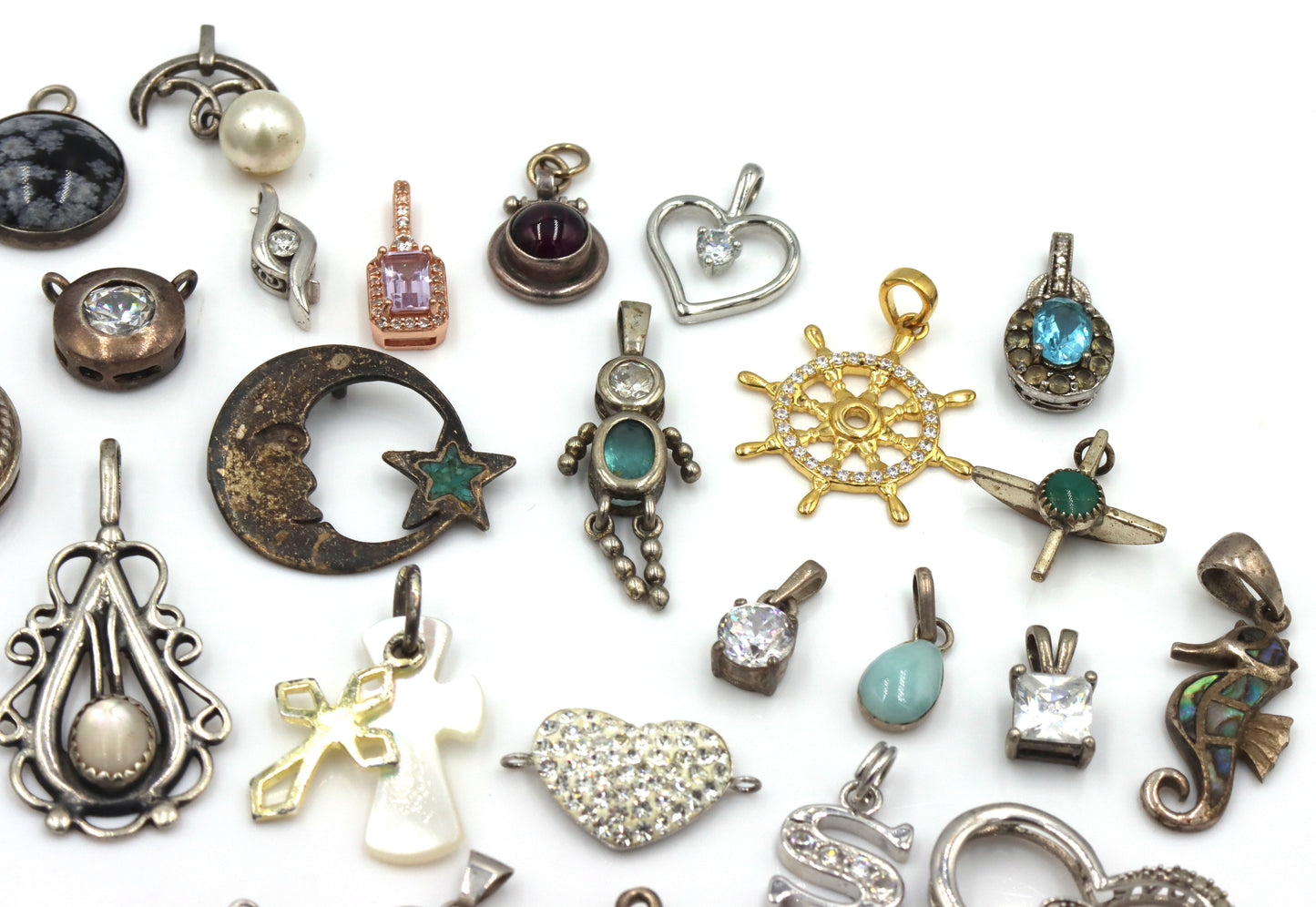 Lot of vintage 925 sterling silver pendants and charms