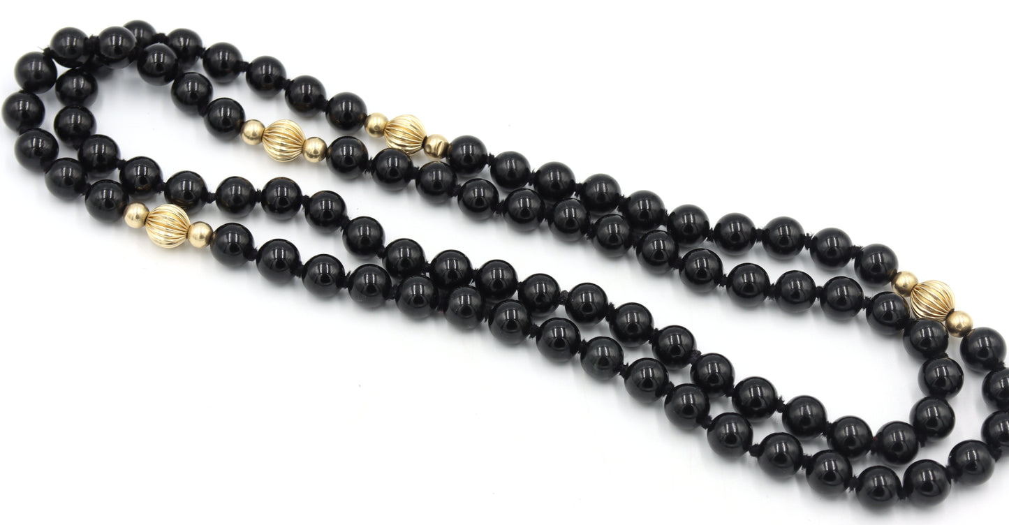 Black onyx beaded necklace