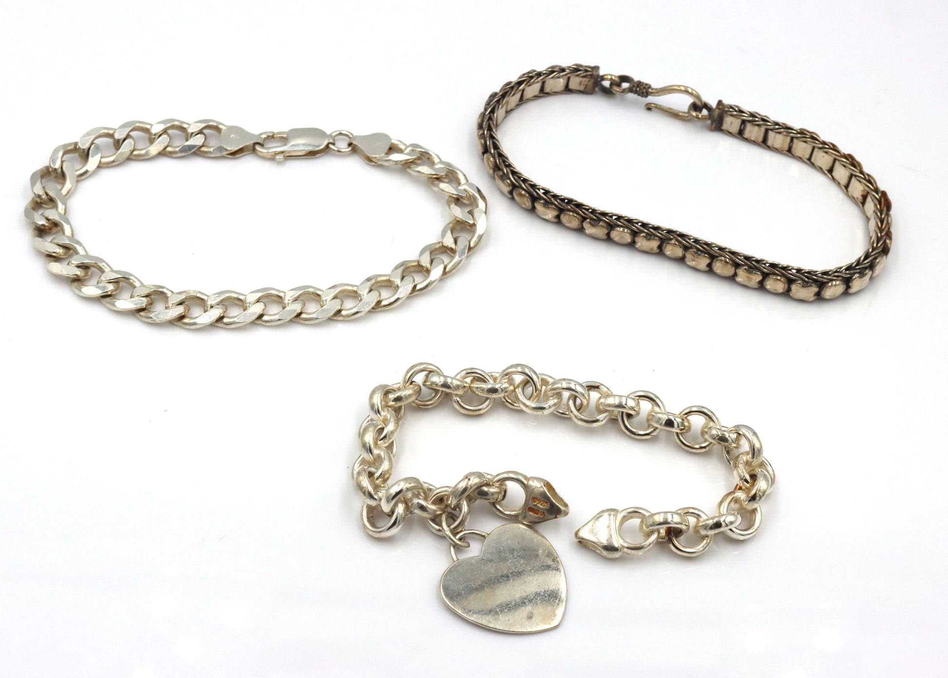 Group of 3 vintage 925 sterling silver bracelets
