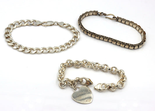 Group of 3 vintage 925 sterling silver bracelets