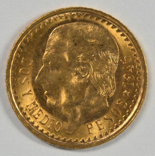 1945 Mexico 2.5 Pesos Gold Piece Superb Gem BU