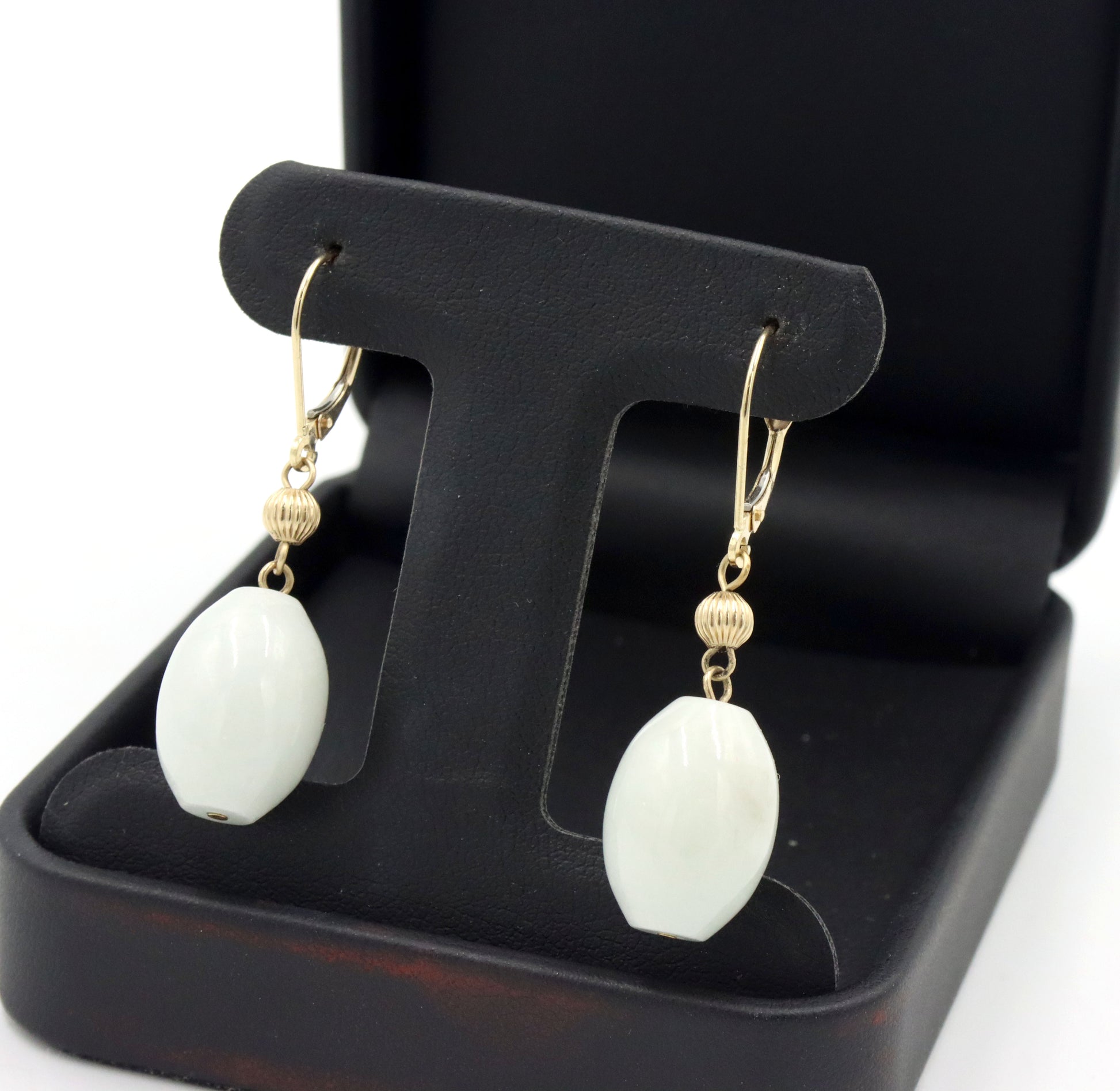 14kt Yellow gold Lavender Jade dangle earrings