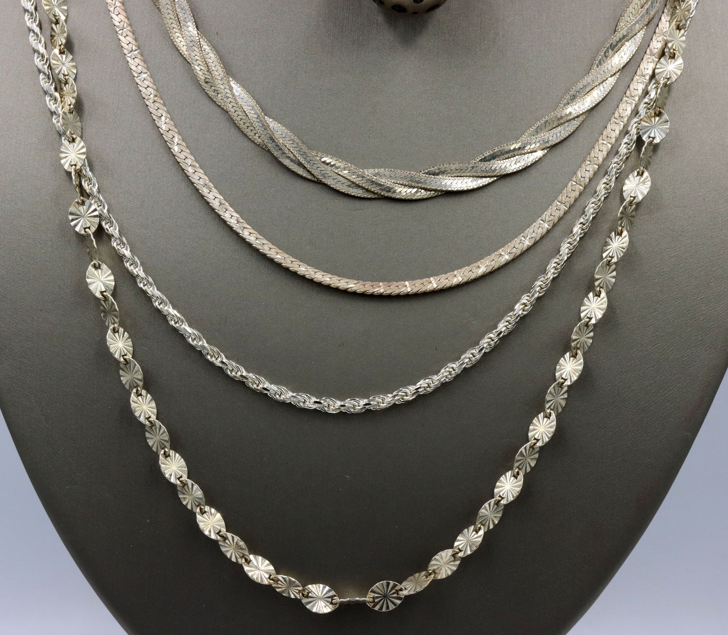 Vintage 925 sterling silver group lot of 5 necklaces