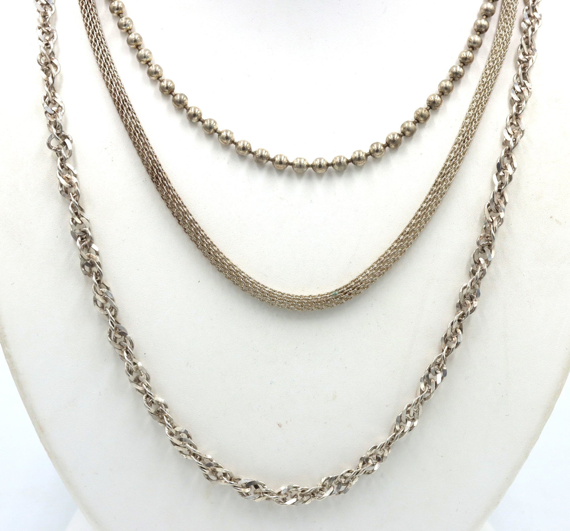 Group lot of 3 Vintage 925 sterling silver necklaces