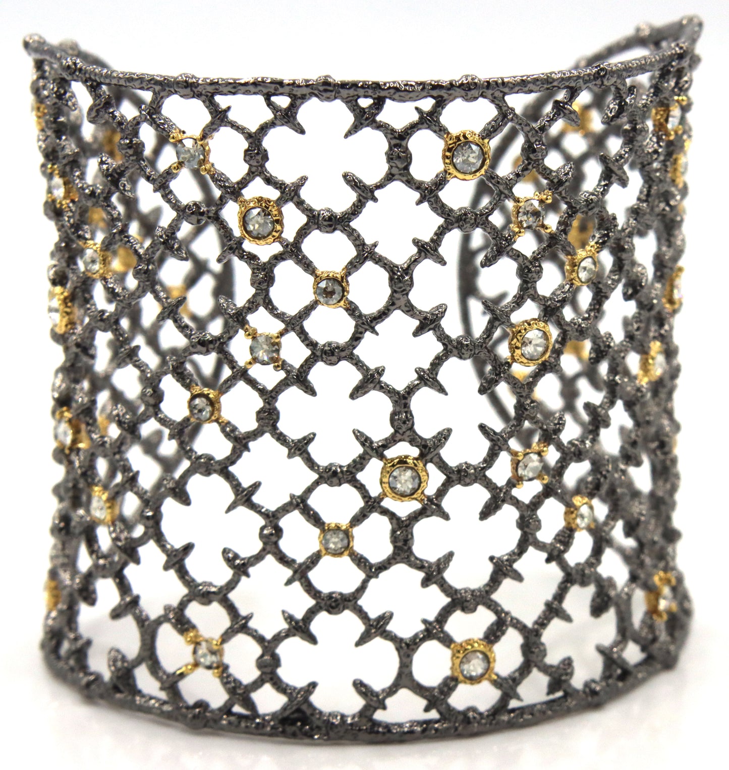 Alexis Bittar plated crystal wide cuff bangle