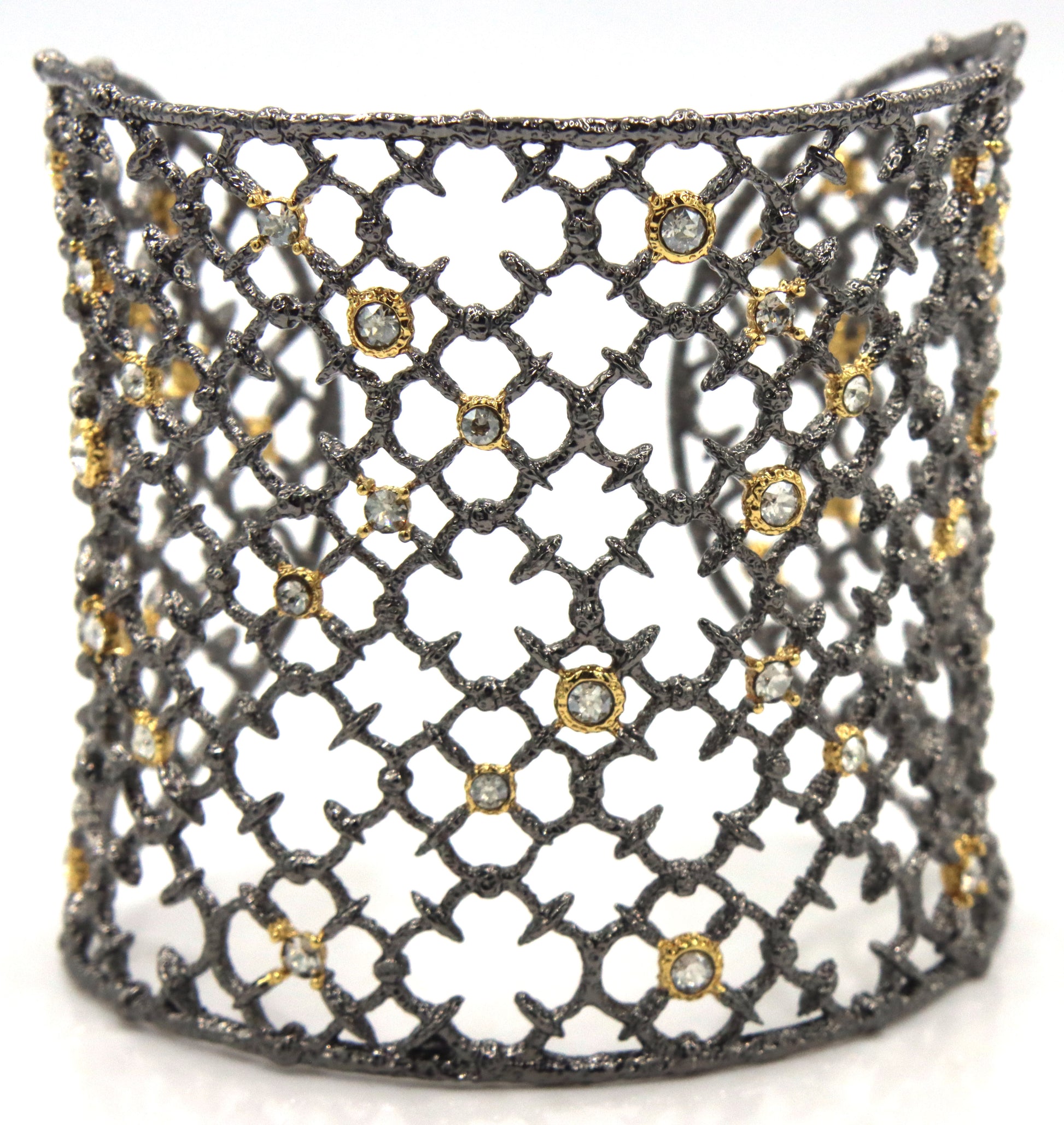 Alexis Bittar plated crystal wide cuff bangle