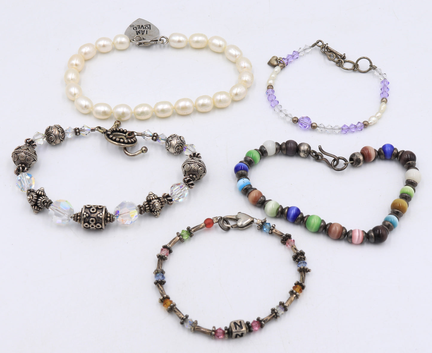 Group lot of vintage 925 sterling silver bracelets