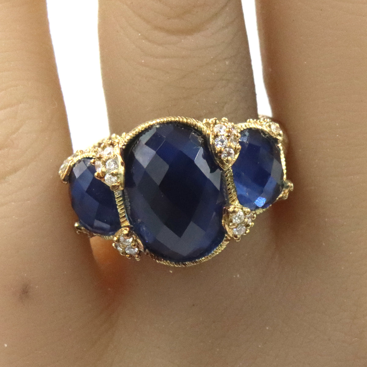 Judith Ripka quartz and CZ cocktail ring