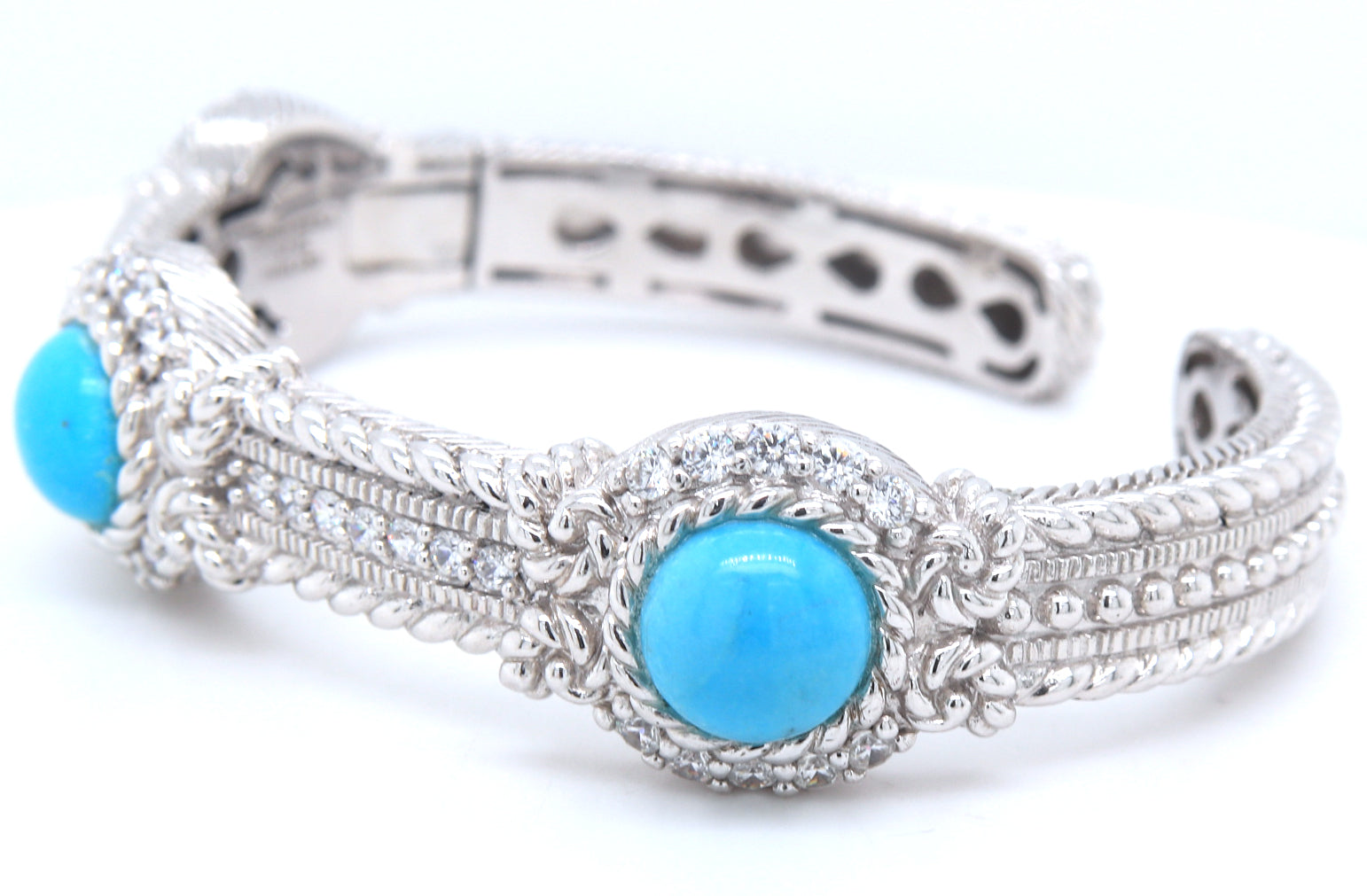 Judith Ripka sterling silver Turquoise cuff bangle