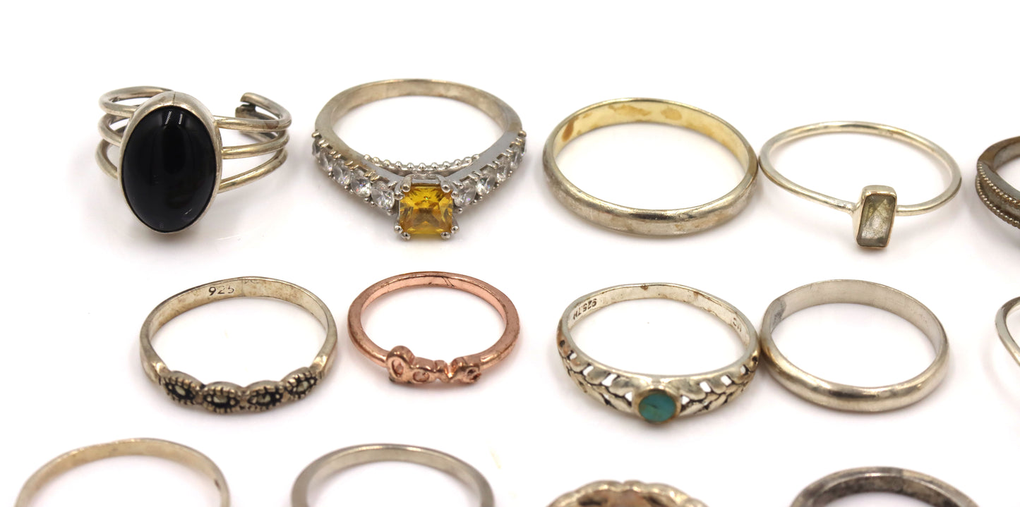 Group lot of Vintage 925 sterling silver rings