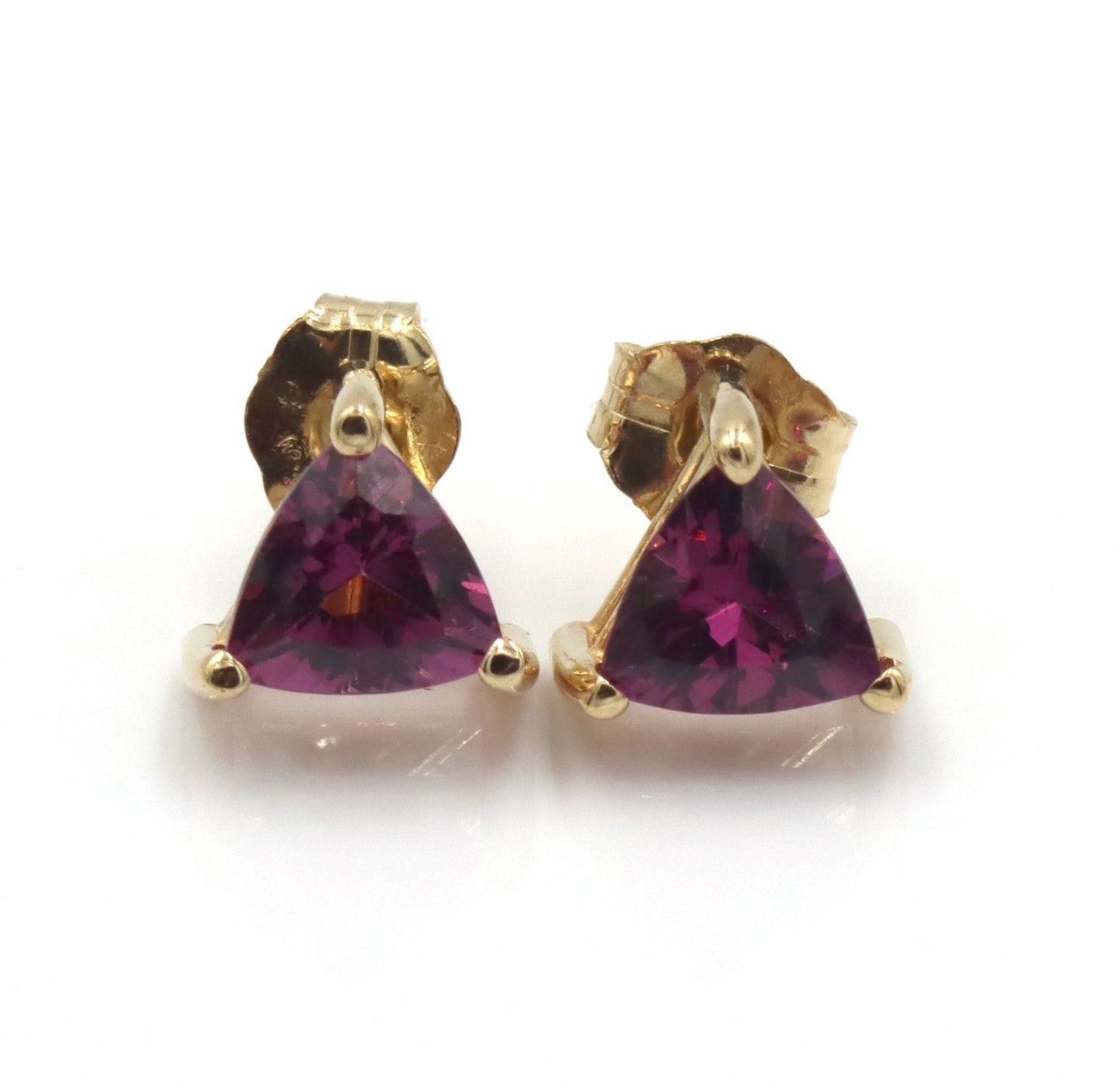 14kt  Yellow gold Triangle tourmaline stud earrings