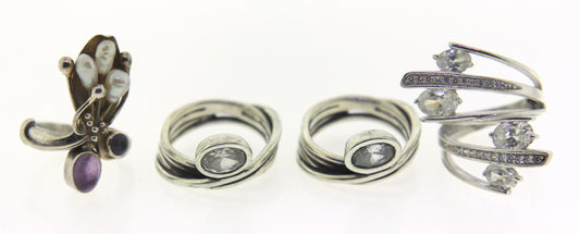 Lot of 4 Sterling Silver Rings