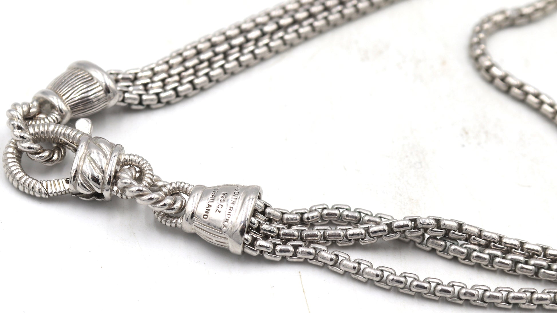 Judith Ripka 925 sterling silver crystal 3 row necklace