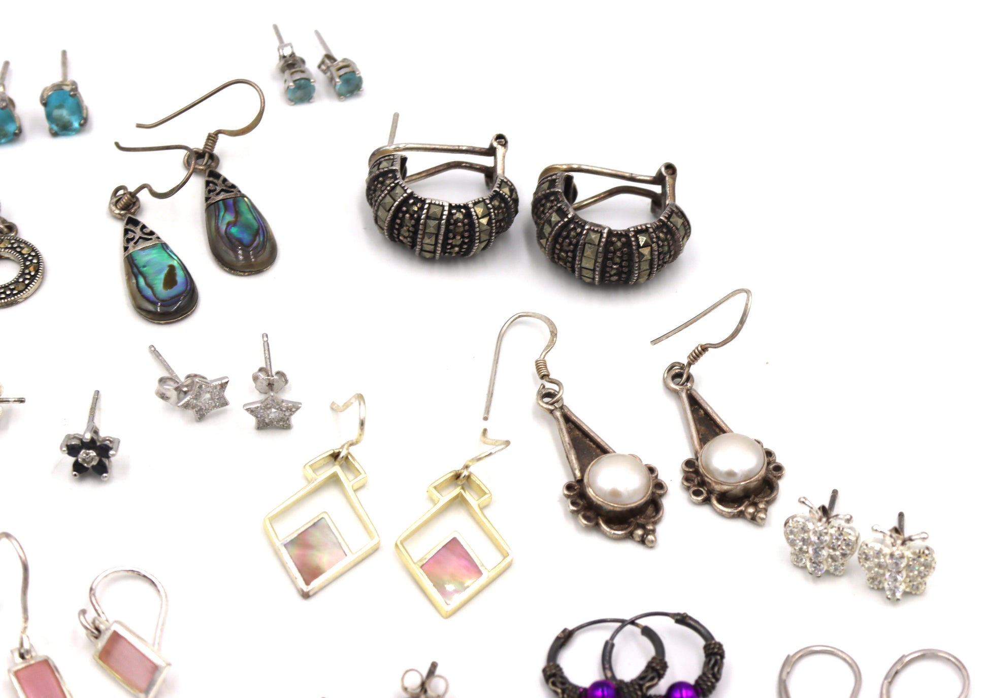 Vintage 925 sterling silver group lot of earrings