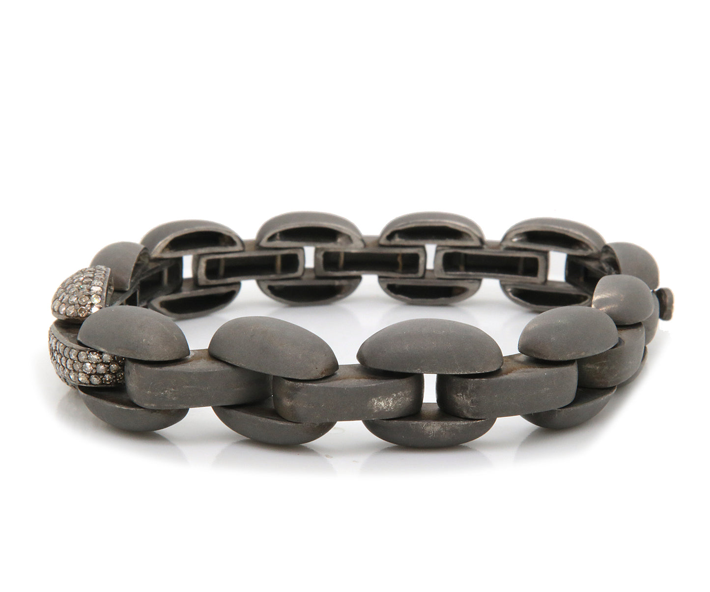 Edgy Sterling Silver Diamond Link Bracelet