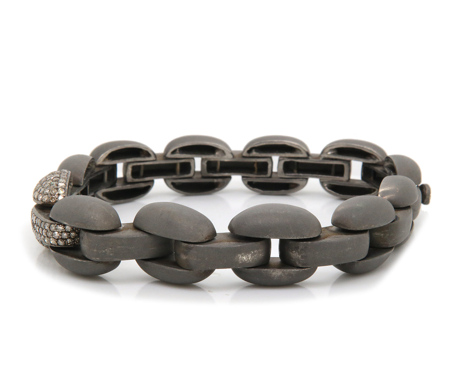 Edgy Sterling Silver Diamond Link Bracelet