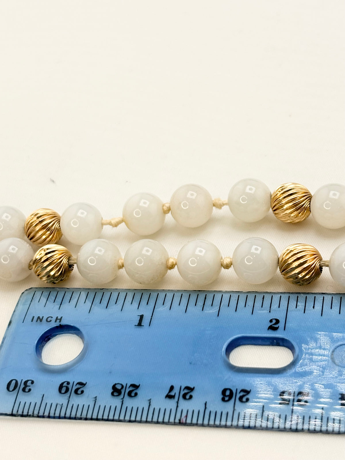 14KT Yellow Gold Vintage Light Green  Jade Accented With Textured Gold Balls Spacer And a Large Disk