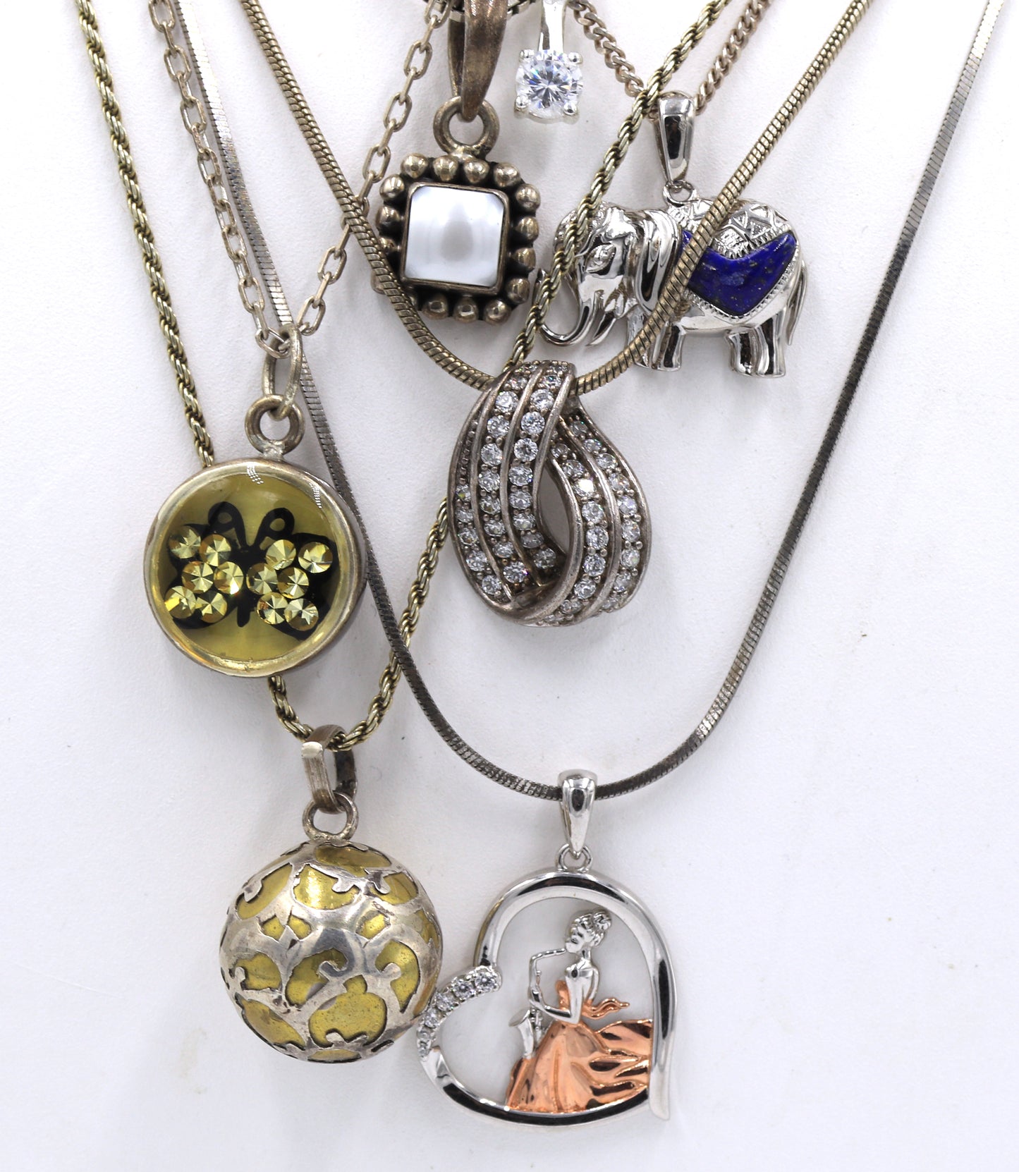 Group lot of Vintage 925 sterling silver necklaces