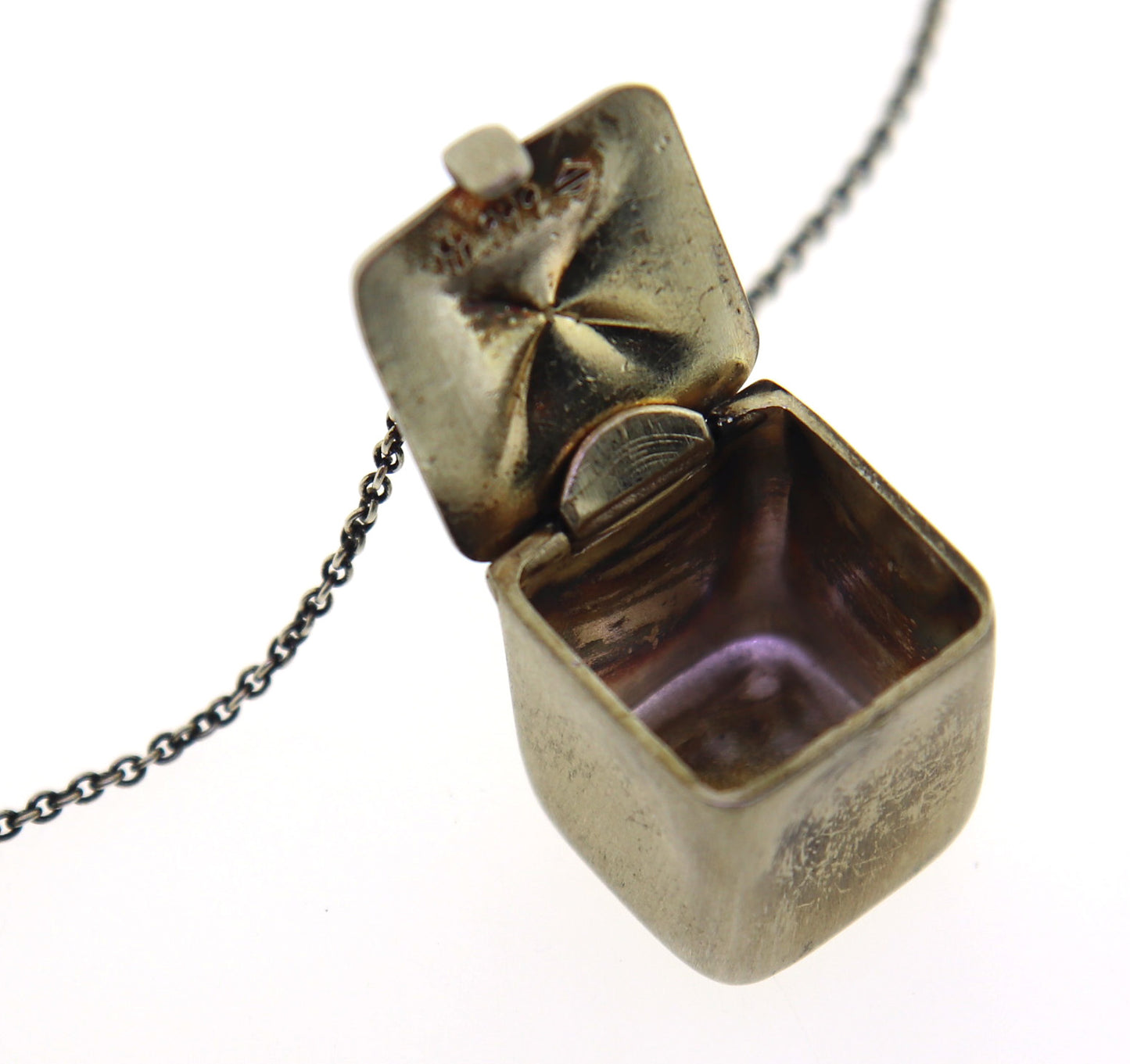 925 Sterling Silver Box Locket Necklace