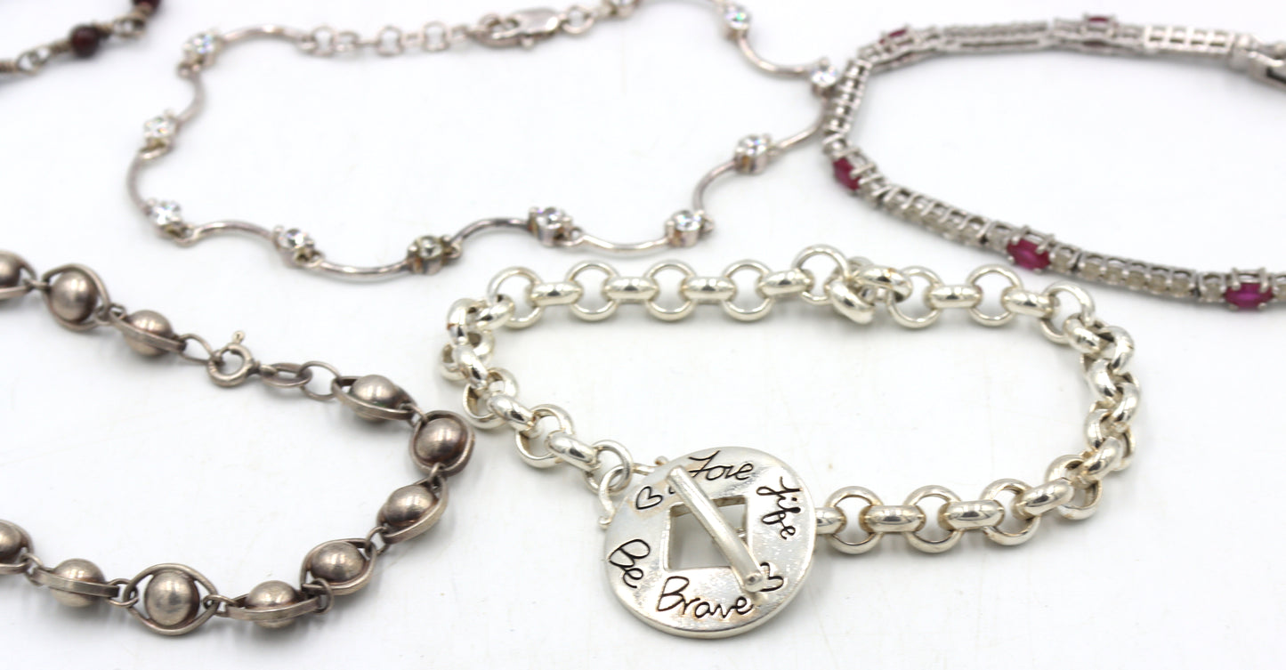 Group lot of 8 Vintage 925 sterling silver bracelets