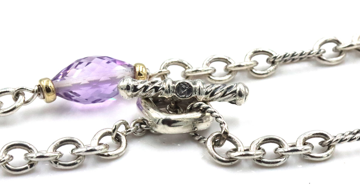 David Yurman amethyst Figaro link necklace