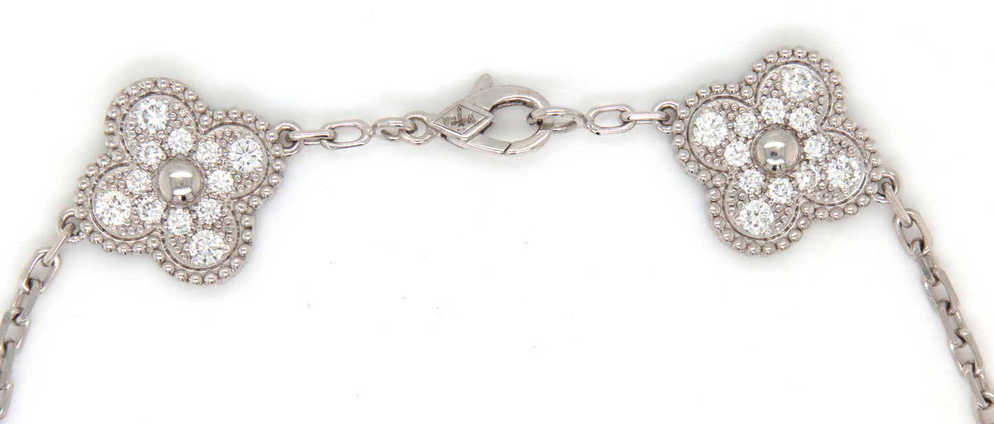 18KT White Gold Five Motifs Diamond Bracelet