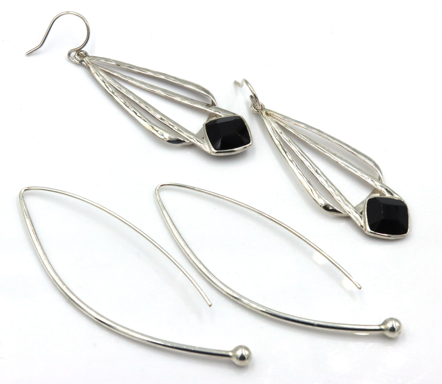 2 Pairs of 925 sterling silver dangle earrings