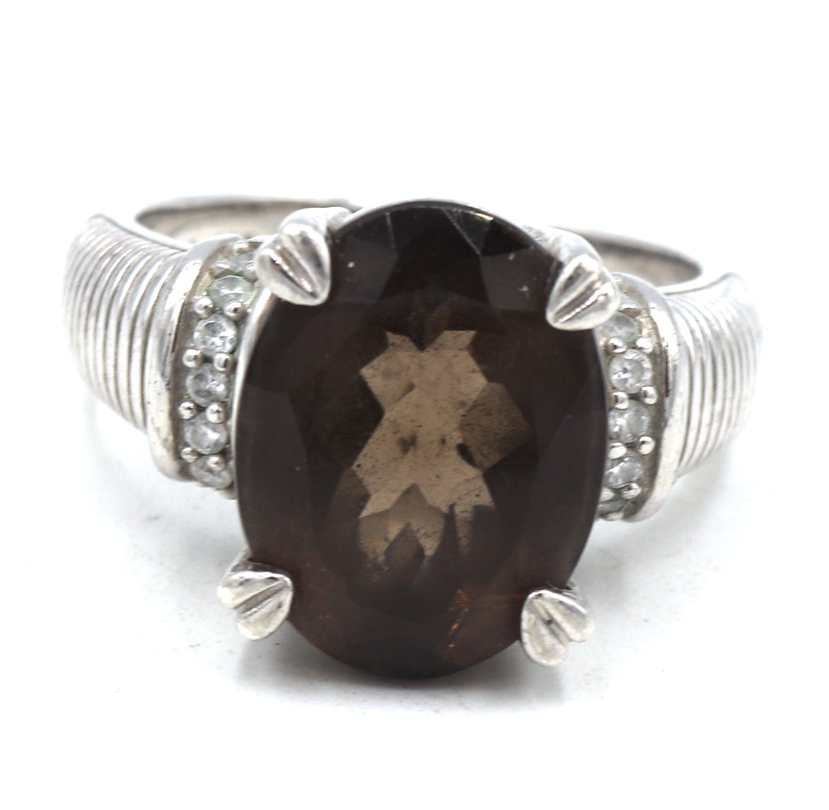 Judith Ripka smokey quartz ring