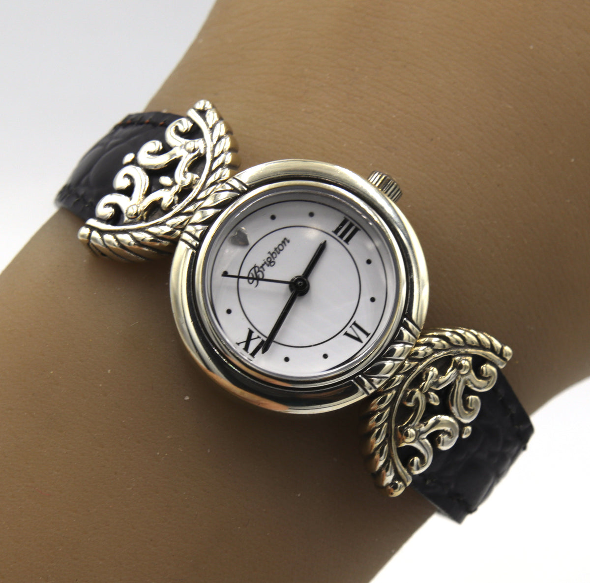 Brighton quartz white dial on leather strap watch