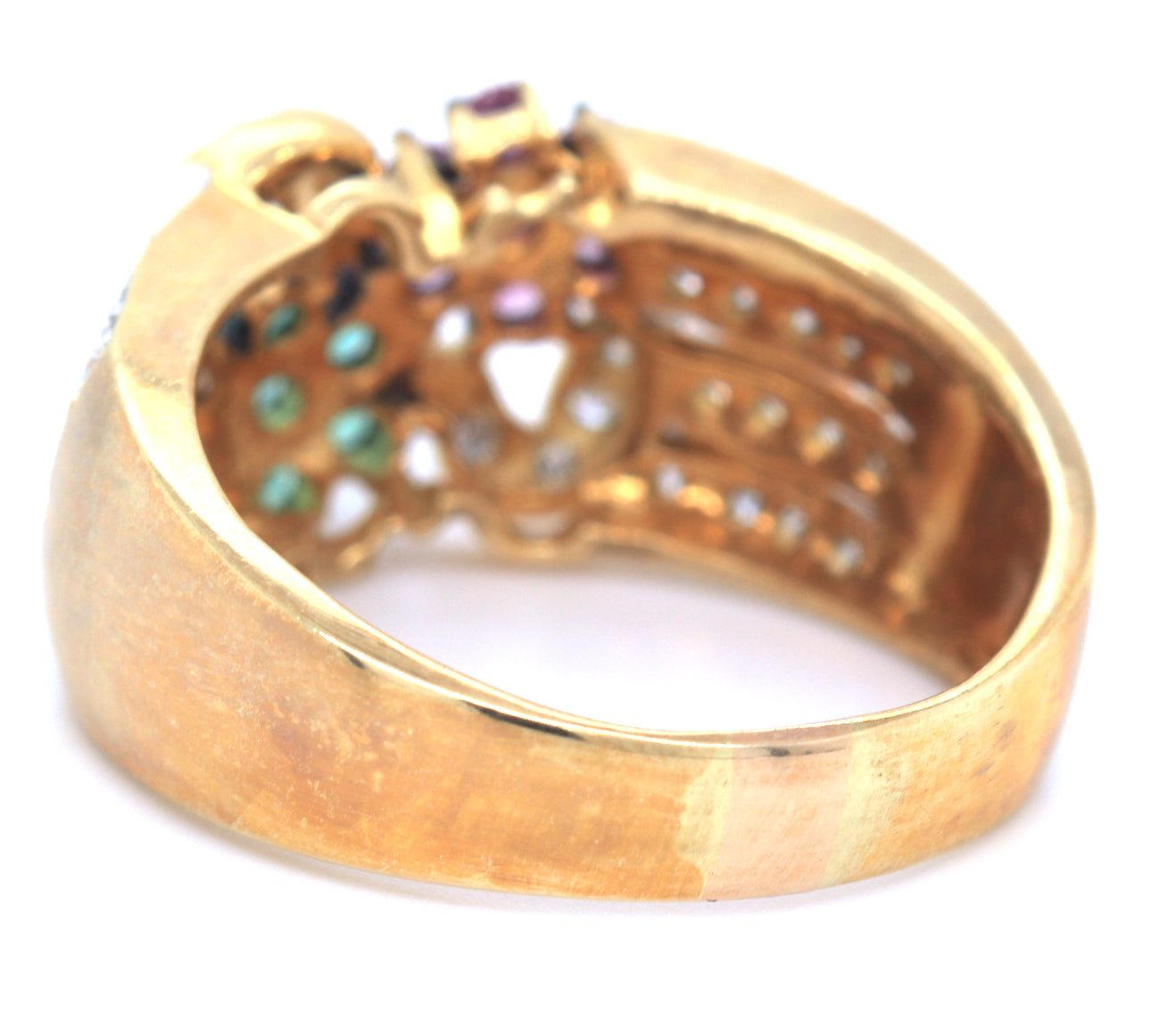 14kt Yellow gold gemstone and diamond cocktail ring