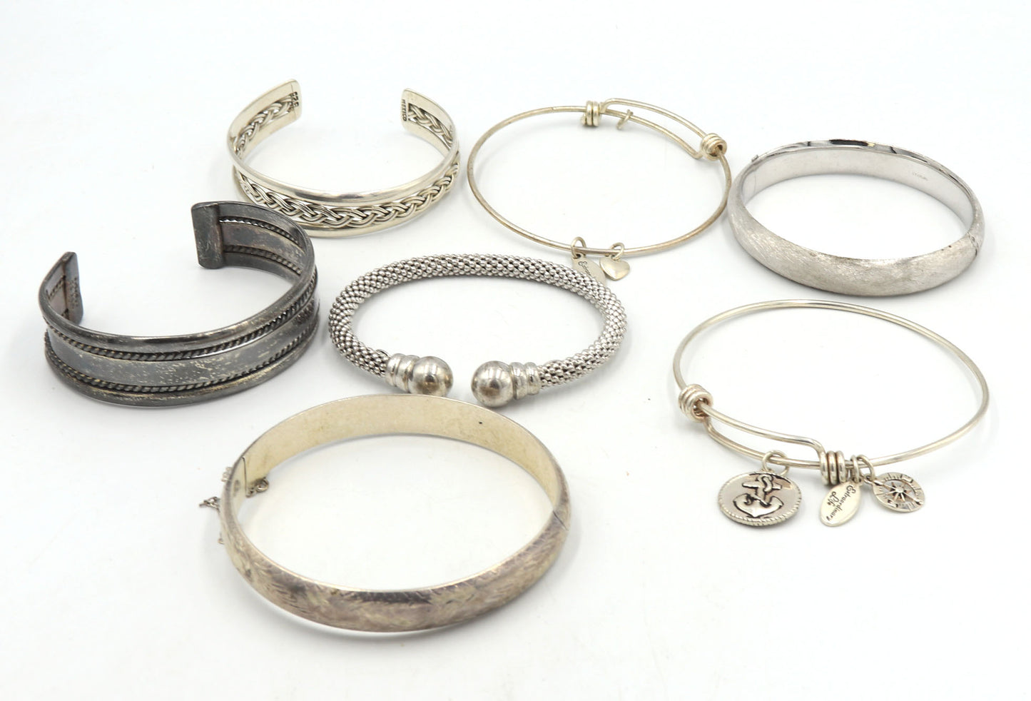 Group lot of Vintage 925 sterling silver cuff bangles