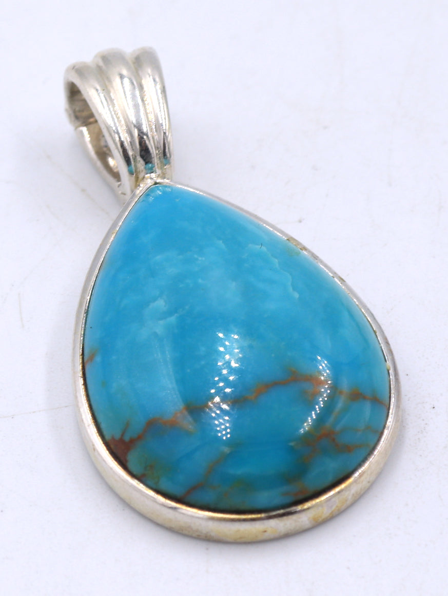Set of 925 sterling silver turquoise pendant and earrings