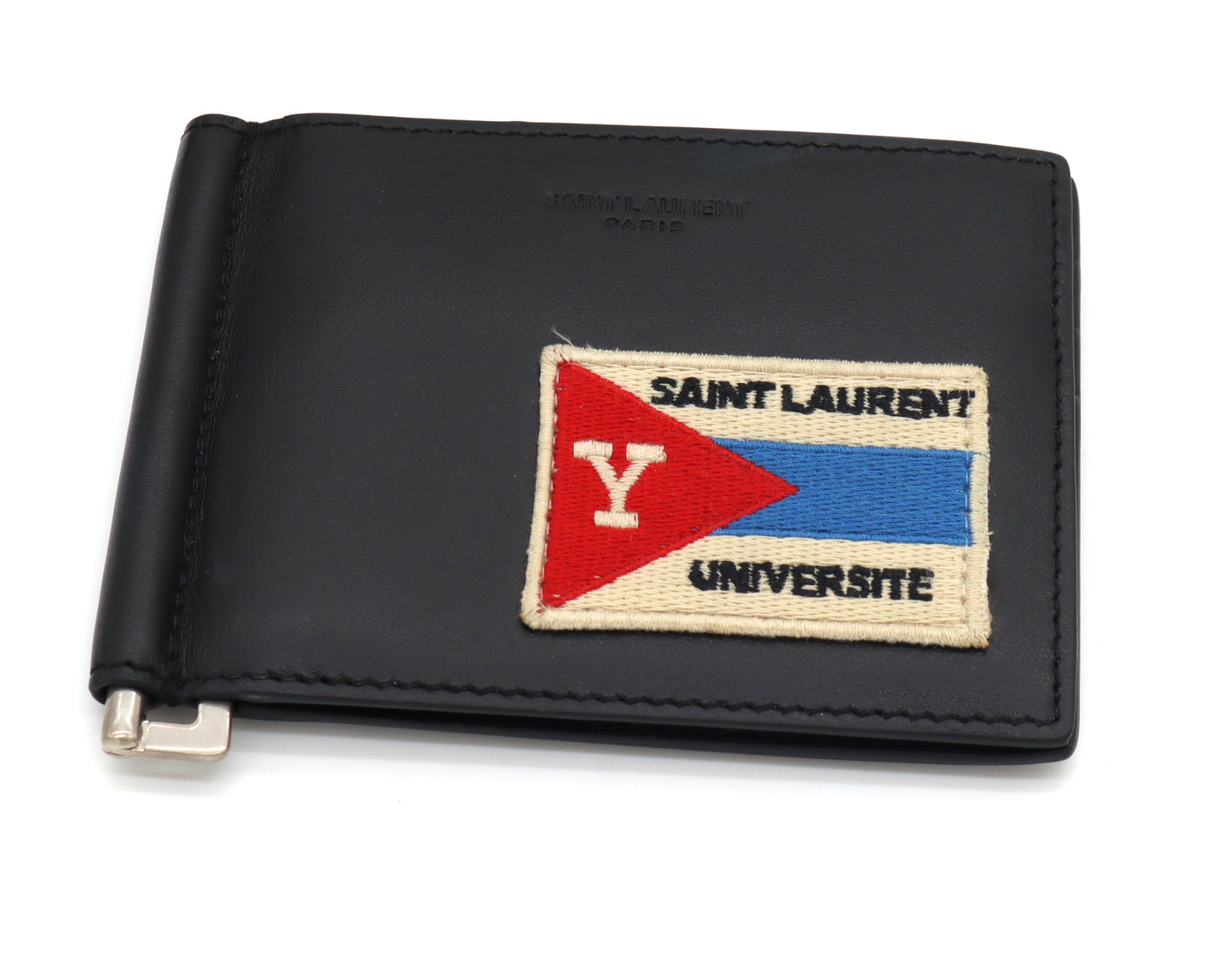 YSL University patch bill clip wallet