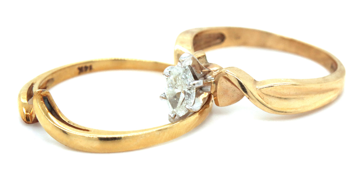 14kt Yellow gold 3/8ct diamond wedding set
