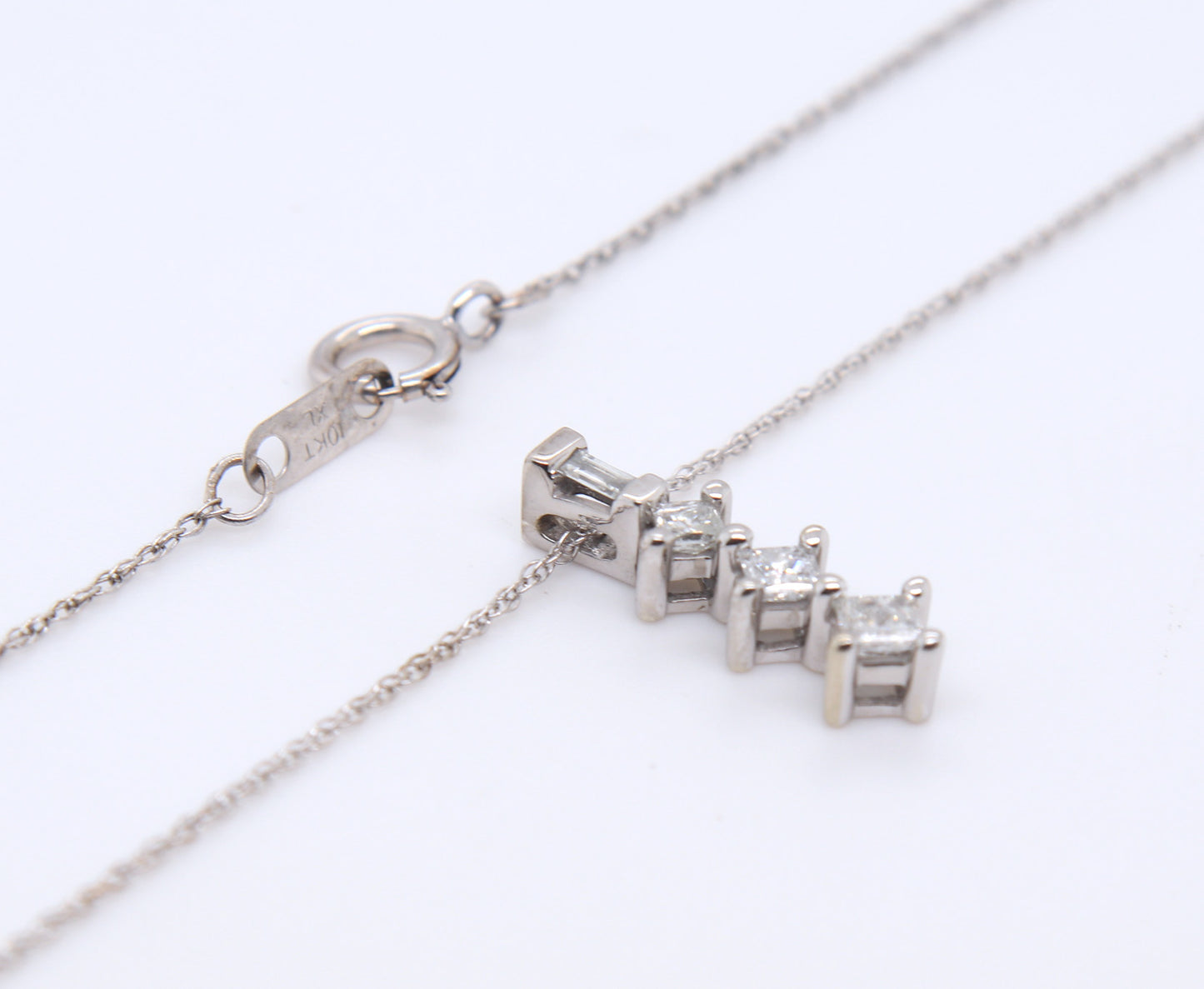 10kt White Gold Diamond Journey Pendant on Chain