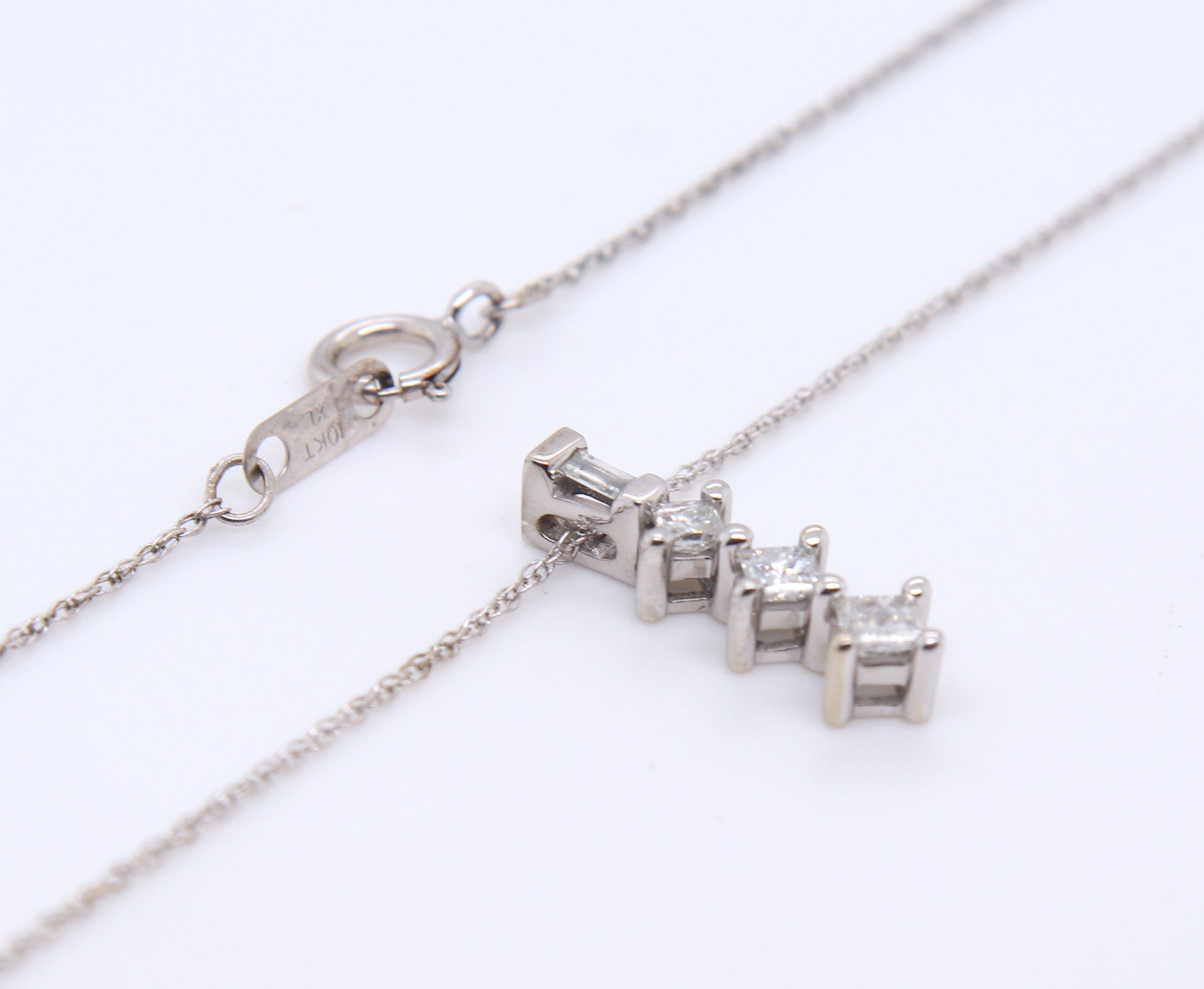 10kt White Gold Diamond Journey Pendant on Chain